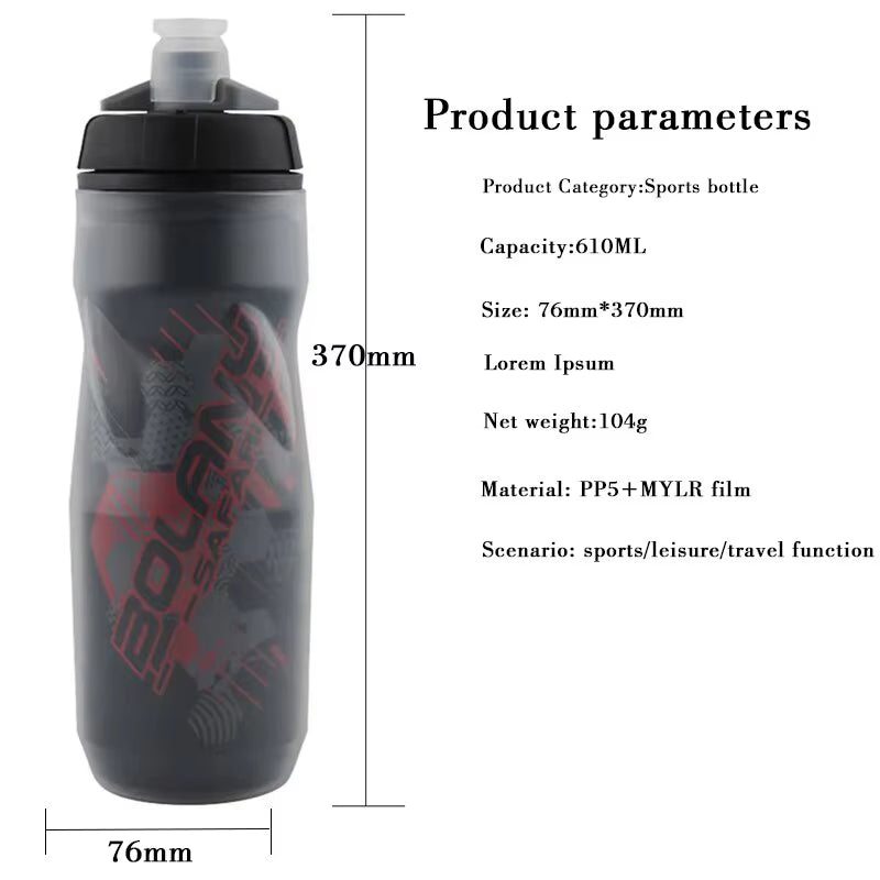 Bike Water Bottle 600Ml Mountain Cycling Water Bottle PP5 Heat-And Ice-Protected Bottle Outdoor Sports Cup