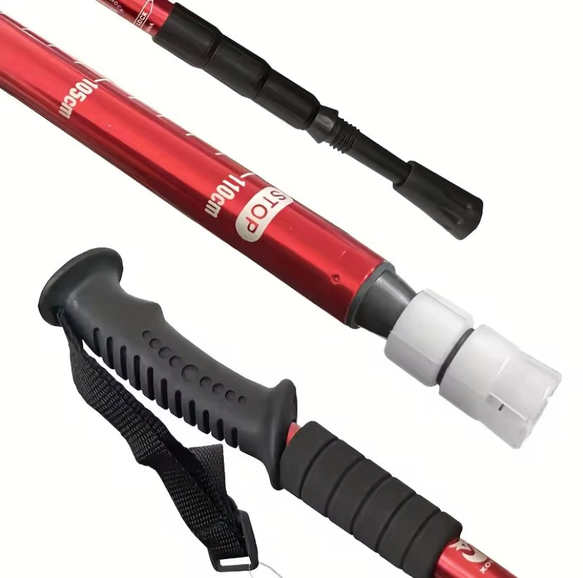 Bastón de trekking ligero para exteriores con cuatro alturas ajustables y agarre antideslizante, esencial para caminar